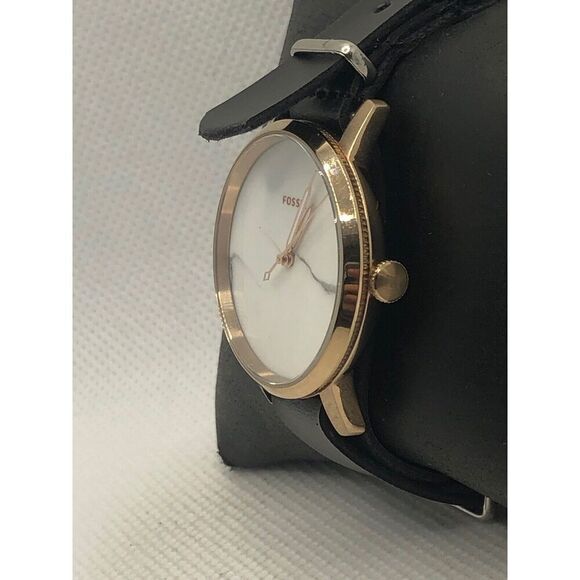 Fossil ES4404 Women's Black Leather Analog White Dial Quartz Wrist Watch KS311 - Picture 2 of 9